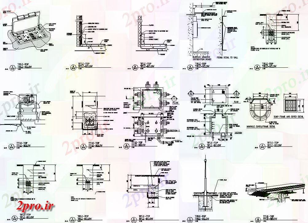 دانلود نقشه پلان مقطعی اتوکد  را نشان می دهد  جزئیات اتصال کابل   diagram (کد158921)