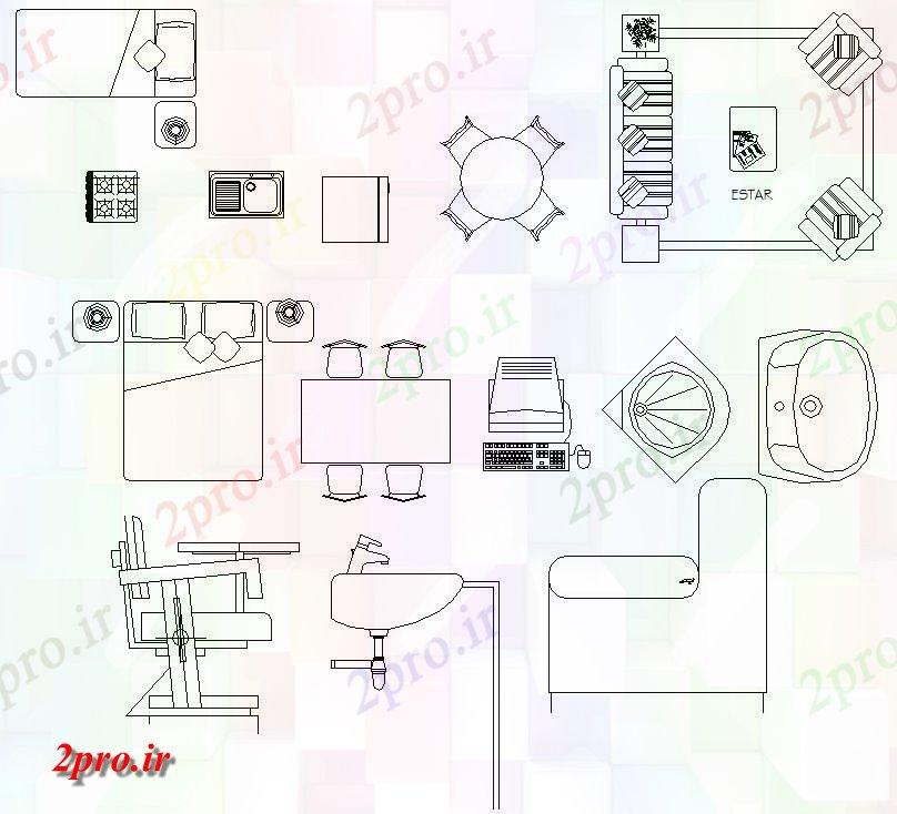 دانلود نقشه بلوک مبلمان اتوکد دو بعدی  رسم نشان می دهد همه فن حریف ،  برای  این بلوک (کد159016)