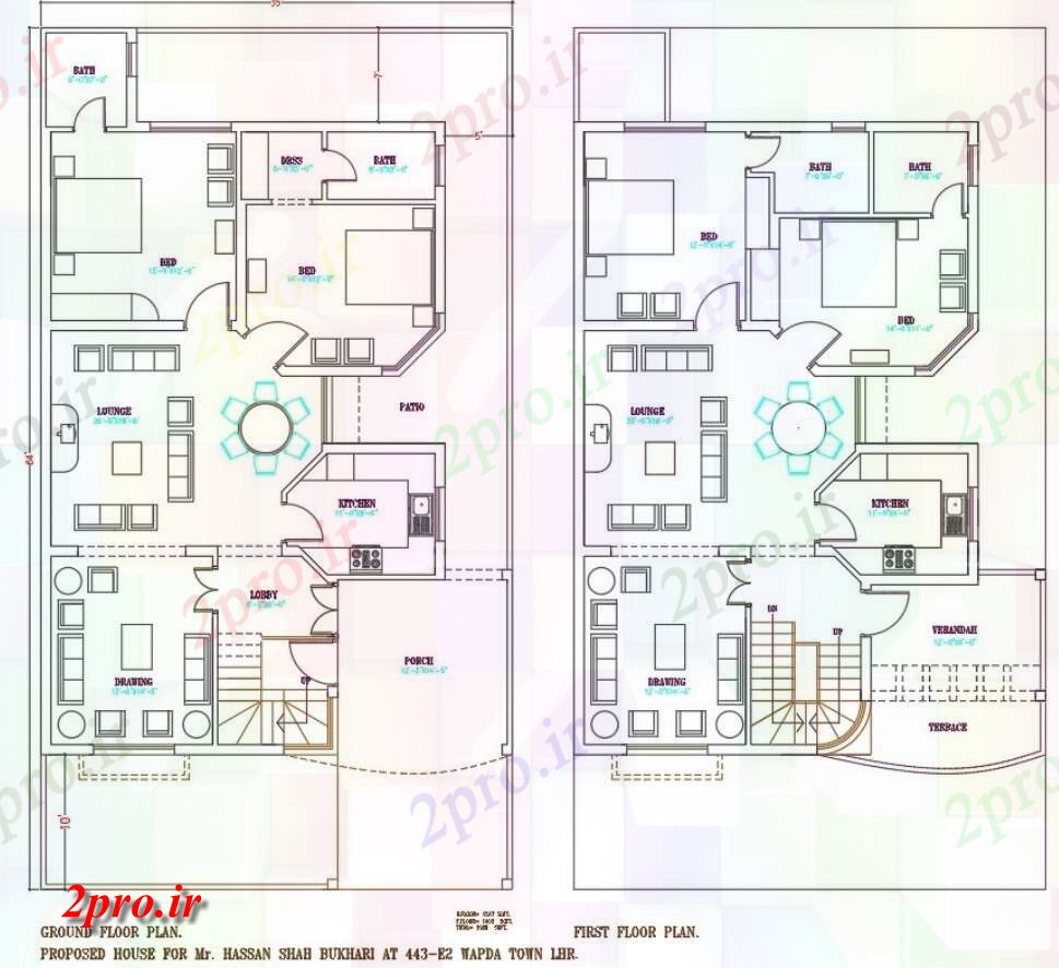 دانلود نقشه مسکونی ، ویلایی ، آپارتمان X64 'دو اتاق خواب G + 1 طرحی خانه 10 در 19 متر (کد159027)