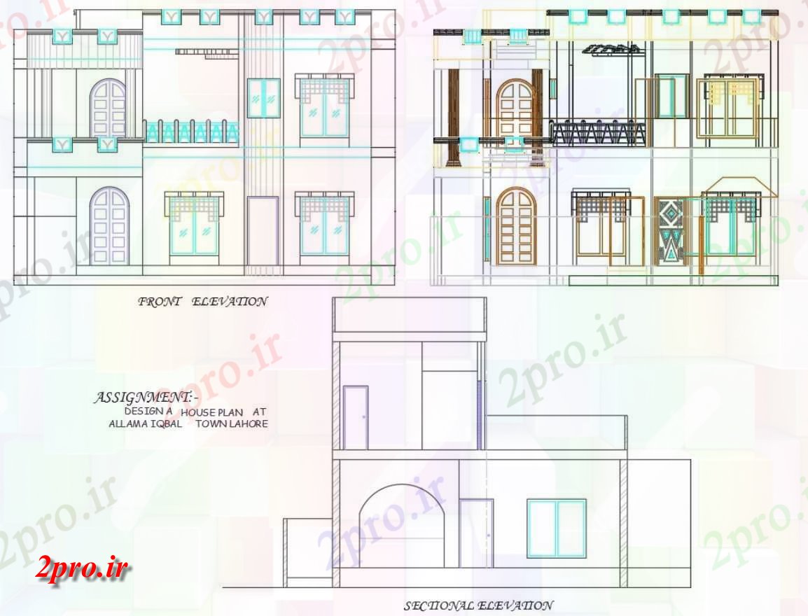 دانلود نقشه مسکونی  ، ویلایی ، آپارتمان  اتوکد رسم  نشان می دهد جزئیات مربوط به جبهه و مقطعی نمای Diagram  (کد159035)