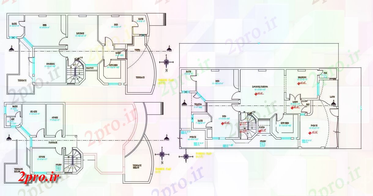 دانلود نقشه مسکونی ، ویلایی ، آپارتمان نشان می دهد دو بعدی طرحی G + 1 خانه دو بعدی 10 در 19 متر (کد159036)