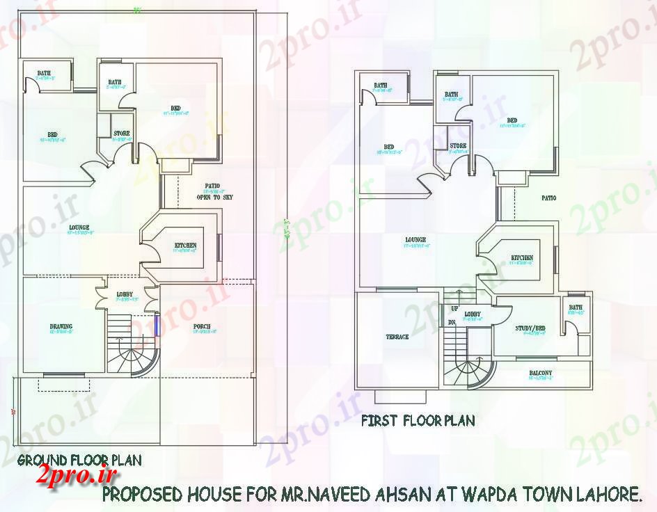 دانلود نقشه مسکونی ، ویلایی ، آپارتمان فاده از طرحی دو اتاق خواب G + 1 خانه 10 در 19 متر (کد159037)