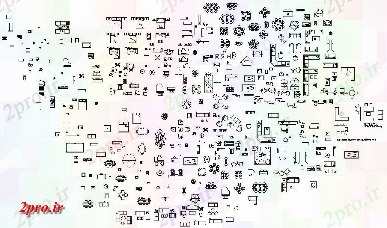 دانلود نقشه بلوک مبلمان  های اتوکد  دو بعدی  نشان دادن انواع مختلف مبلمان میز  طراحی  دو بعدی   (کد159054)