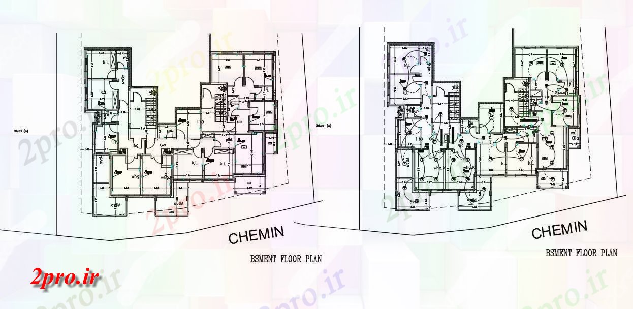 دانلود نقشه مسکونی  ، ویلایی ، آپارتمان  زیرزمین طرحی طبقه با برق  (کد159060)