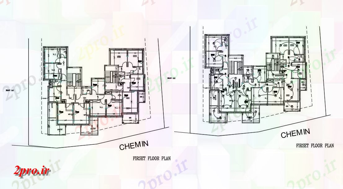 دانلود نقشه مسکونی  ، ویلایی ، آپارتمان  نخست طرحی طبقه با برق چیدمان نشیمن به  (کد159131)