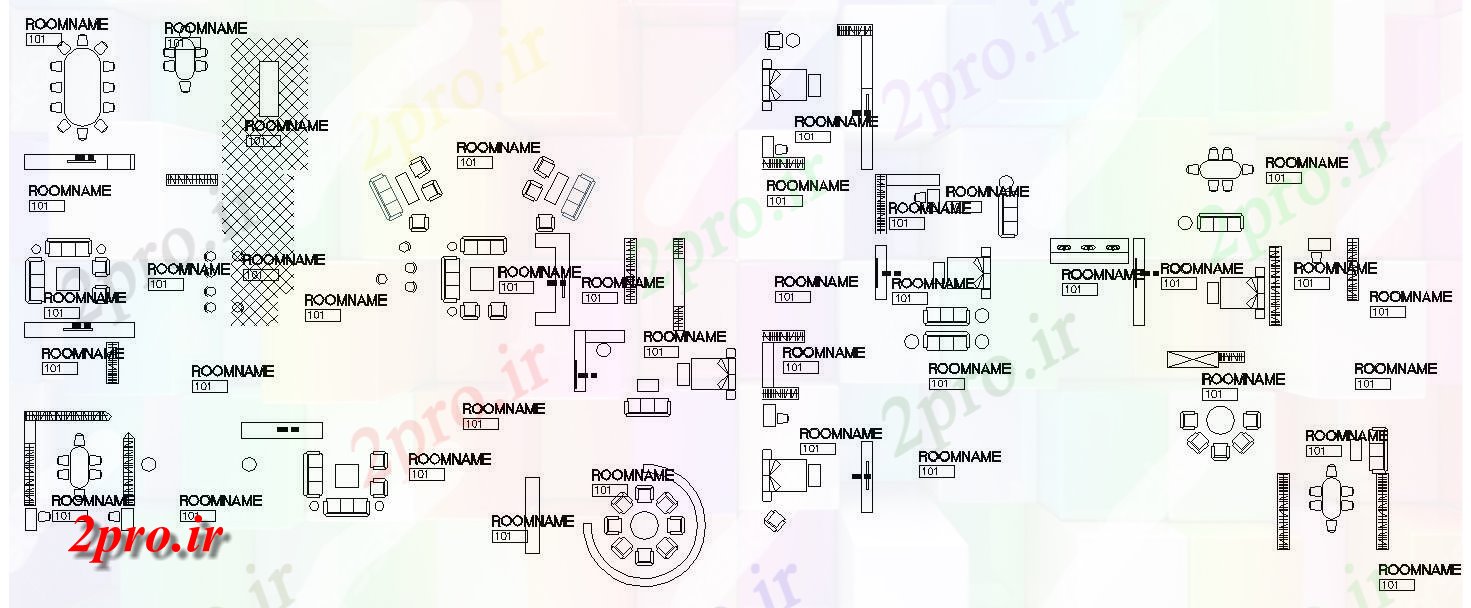 دانلود نقشه بلوک مبلمان  کشی دو بعدی   های داشتن انواع مختلف میز، تخت خواب، و دیگر مبلمان مدرن    دو بعدی   (کد159216)