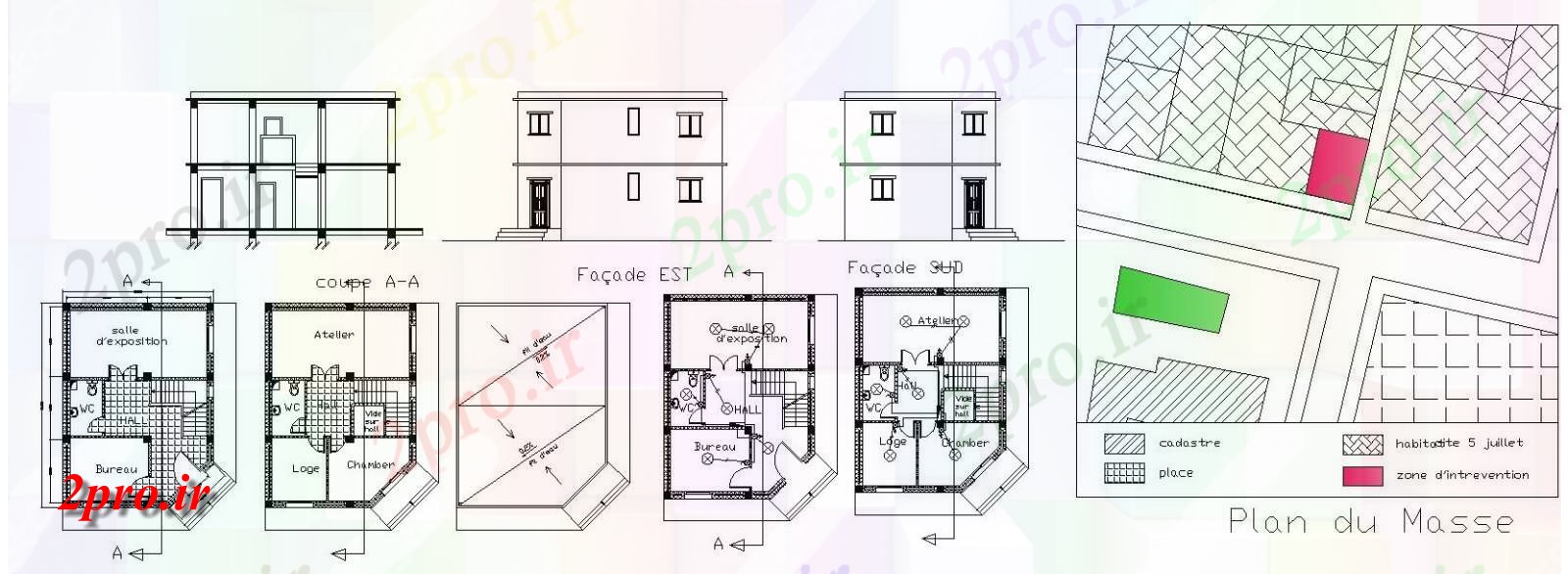 دانلود نقشه مسکونی ، ویلایی ، آپارتمان طراحی تک BHK G + 1 خانه 20 در 26 متر (کد159224)