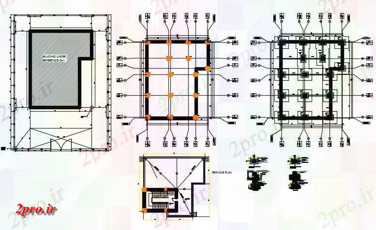 دانلود نقشه جزئیات ساخت و ساز پیچیده در تابلوهای پرتو، ستون و برنامه ریزی بنیاد با برنامه ریزی پروژه خانه کار (کد159275)