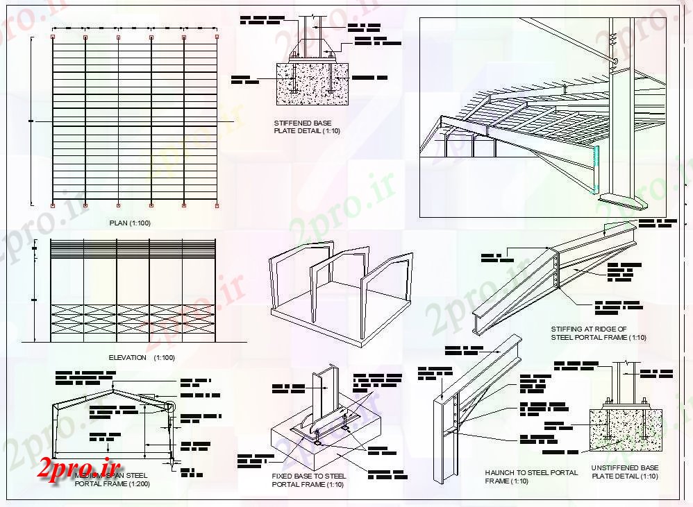 دانلود نقشه پلان مقطعی اتوکد دو بعدی   نشیمن نشان می دهد  بخش و نما جزئیات این Roof فولاد   (کد159288)