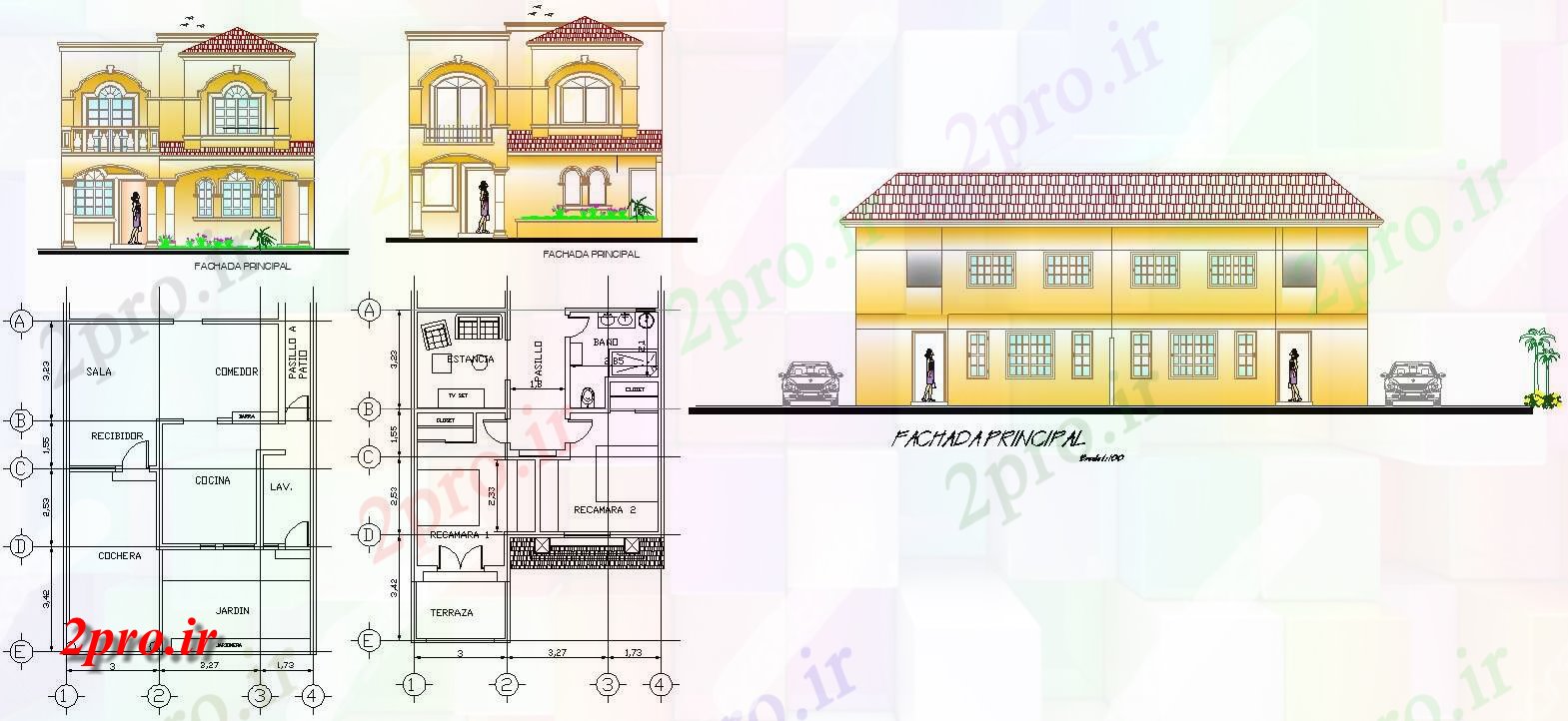 دانلود نقشه مسکونی ، ویلایی ، آپارتمان طراحی از 2BHK G + 1 خانه طراحی و نما زیبا، 8 در 11 متر (کد159295)