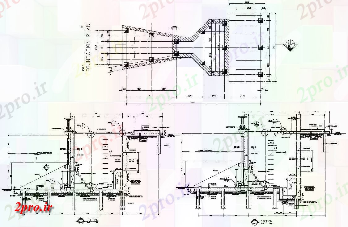 دانلود نقشه پلان مقطعی   دو بعدی   نشان می دهد جزئیات مربوط به بخش و پایه و اساس   plan (کد159327)