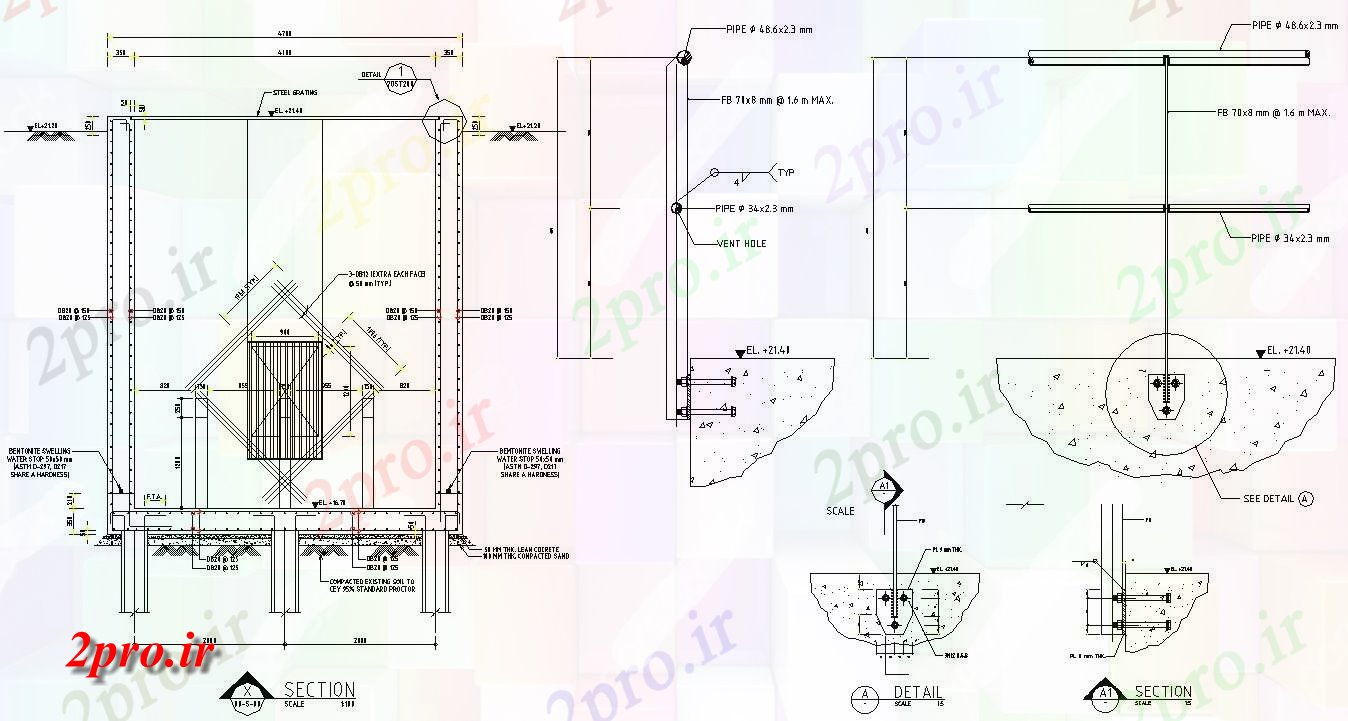 دانلود نقشه پلان مقطعی خودرو  دو بعدی   نشان می دهد جزئیات نرده مخصوص دستگیره اندارد   structure (کد159328)