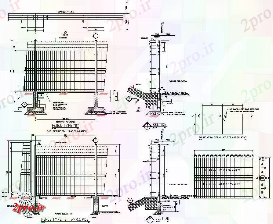 دانلود نقشه پلان مقطعی  نشان می دهد اتوکد دو بعدی  جزئیات این نوع نرده تفصیل به   structure (کد159329)