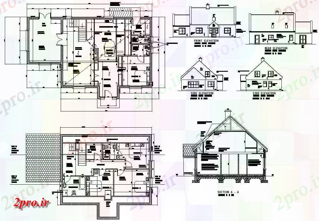 دانلود نقشه مسکونی ، ویلایی ، آپارتمان طبقه همکف طرحی خانه 2 BHK تنها دان با نما در دسترس ، 18 در 32 متر (کد159333)