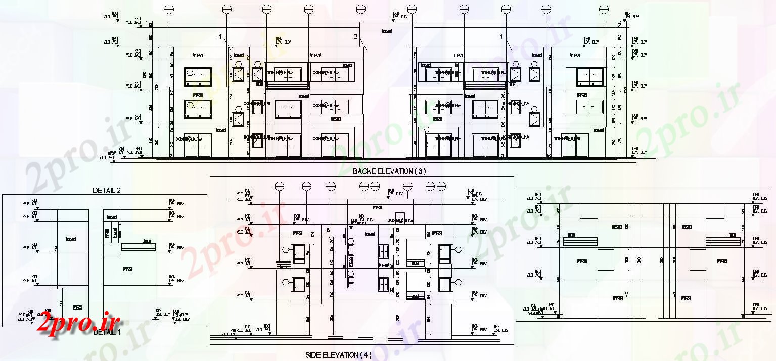 دانلود نقشه پلان مقطعی    طرحی خانه دوبلکس با  elevation   (کد159357)