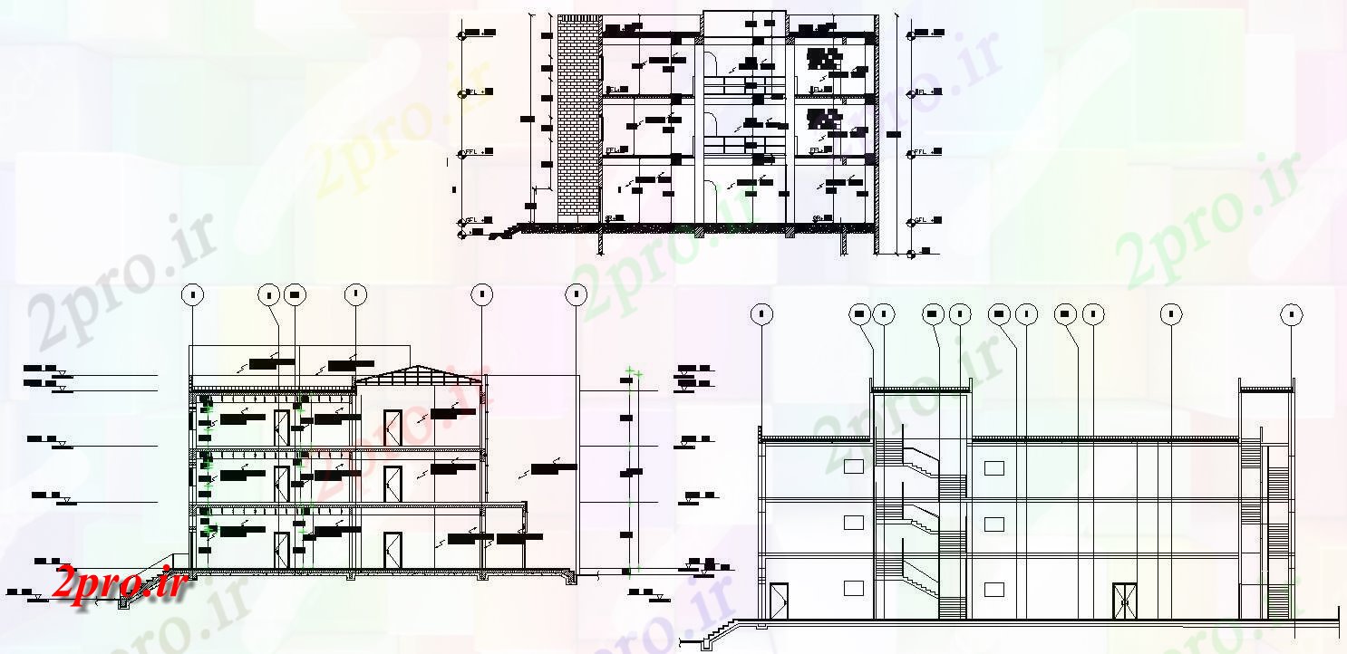 دانلود نقشه پلان مقطعی    طرحی G + 2 خانه دوبلکس با نما    (کد159359)