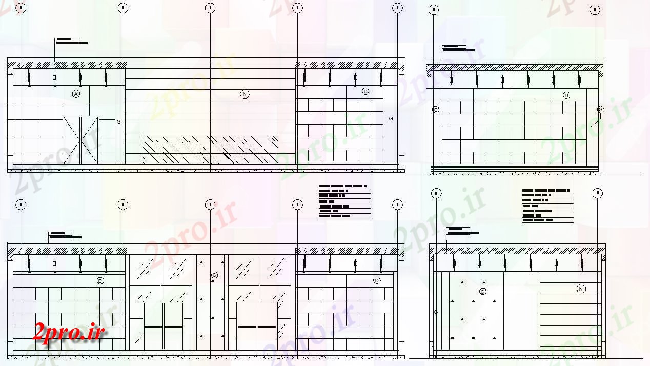 دانلود نقشه پلان مقطعی   نشان می دهد جزئیات مربوط به نما جلو و طراحی مقطعی از مغازه    (کد159403)