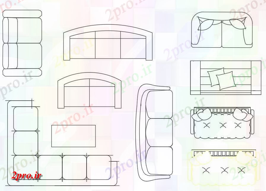 دانلود نقشه بلوک مبلمان انواع مختلف مبل لابی مبلمان اتوکد نقشه ها،    (کد159423)