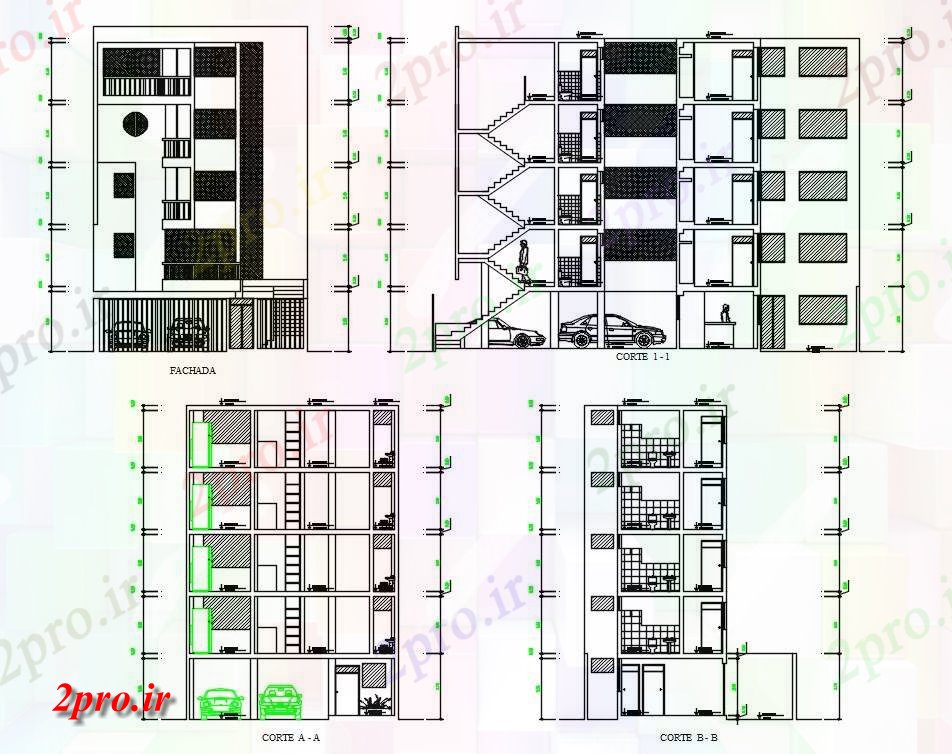 دانلود نقشه مسکونی  ، ویلایی ، آپارتمان  سطحی آپارتمان   ساختمان بخش و نما نشیمن   (کد159427)