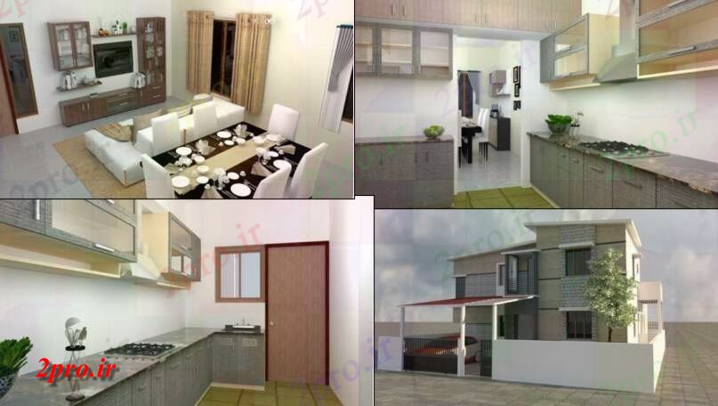دانلود نقشه خانه های سه بعدی  مکس خانه مدل با طراحی داخلی (کد159446)
