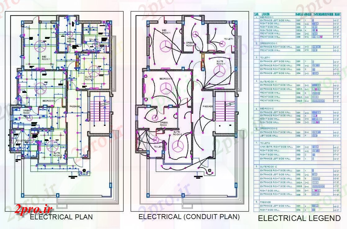 دانلود نقشه برق مسکونی خانه طرحی برق طرحی با برنامه ماژول های اتوکد 42 در 75 متر (کد159480)