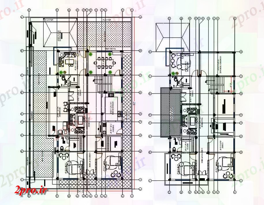 دانلود نقشه مسکونی ، ویلایی ، آپارتمان فوت مربع 5 BHK خانه طرحی با مرکز خط به 17 در 27 متر (کد159483)