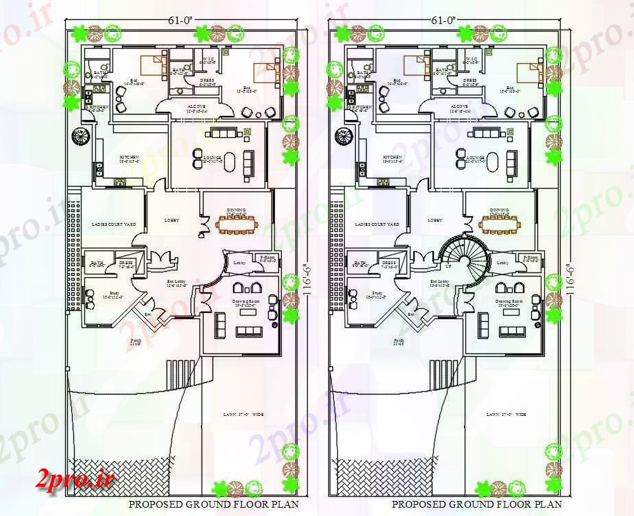 دانلود نقشه خانه های کوچک ، نگهبانی ، سازمانی - X 116 ' مجلس طرحی با مبلمان نشیمن 17 در 35 متر (کد159485)