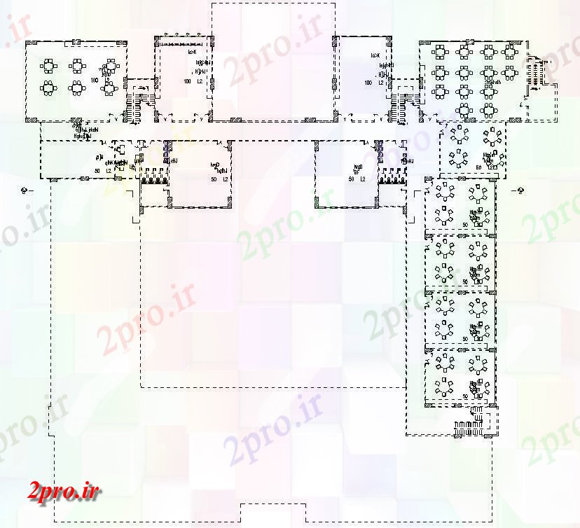 دانلود نقشه بلوک مبلمان  اتوکد دو بعدی   از جزئیات بخش از ساختمان هتل با مبلمان    (کد159507)