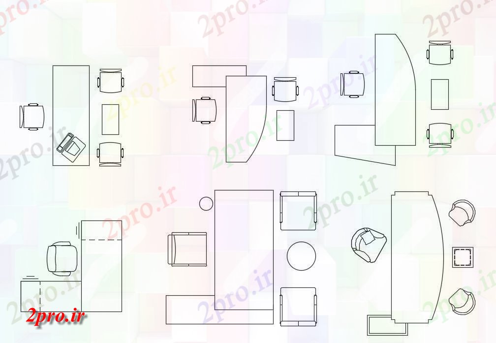 دانلود نقشه بلوک مبلمان اتوکد    از سبک های مختلف از جدول دفتر طراحی نما بلوک،     (کد159517)