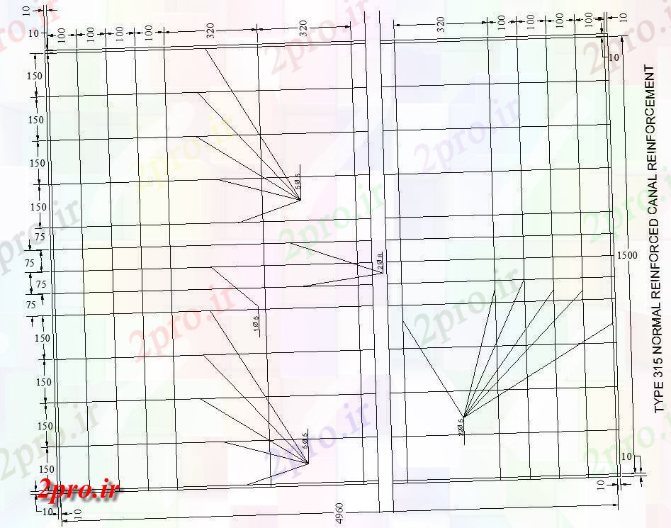 دانلود نقشه پلان مقطعی   از تقویت جزئیات بخش تقویت کانال عادی،   (کد159522)