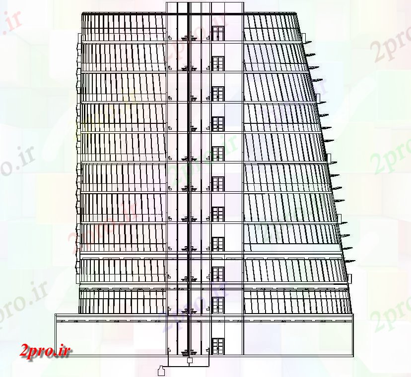 دانلود نقشه پلان مقطعی    دو بعدی  از G + 11 ساختمان بلند نما زیبا و بخش  (کد159547)