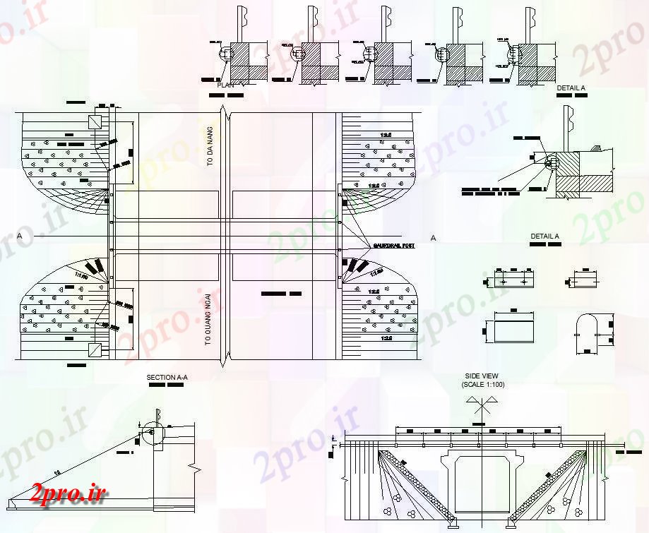 دانلود نقشه پلان مقطعی سطح مقطع از پل  اتوکد  دو بعدی     در دسترس  (کد159559)