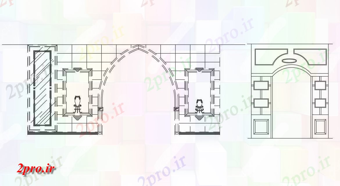 دانلود نقشه جزئیات طراحی در و پنجره  زیبا ورودی قوس دار طراحی معماری  طراحی،   به آن بلوک (کد159582)