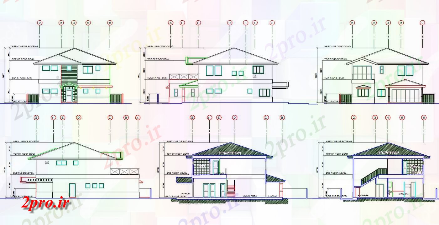 دانلود نقشه مسکونی  ، ویلایی ، آپارتمان  طبقه مسکن ساختمان (بخشی) نما (کد159628)