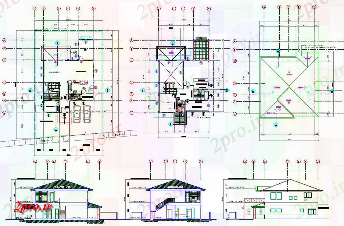 دانلود نقشه مسکونی ، ویلایی ، آپارتمان خانه کار طرحی با ساختمان (بخشی) نما نشیمن 15 در 23 متر (کد159641)