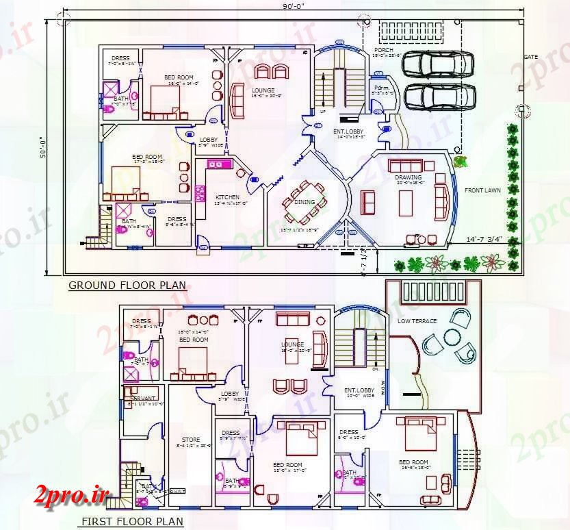 دانلود نقشه مسکونی ، ویلایی ، آپارتمان X 90 معماری خانه طرحی با داخلی طراحی مبلمان اتوکد 15 در 26 متر (کد159644)