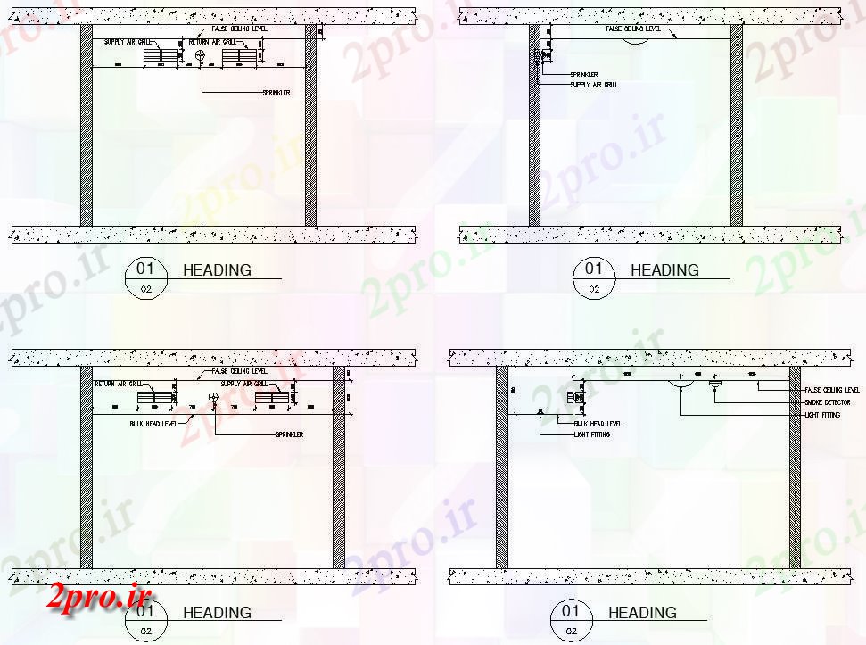 دانلود نقشه پلان مقطعی   از سقوط اتاق جزئیات اتصال سقف،   (کد159653)