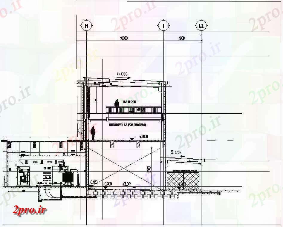 دانلود نقشه پلان مقطعی  طراحی از اتاق ماشین آلات نما و بخش جزئیات    (کد159677)