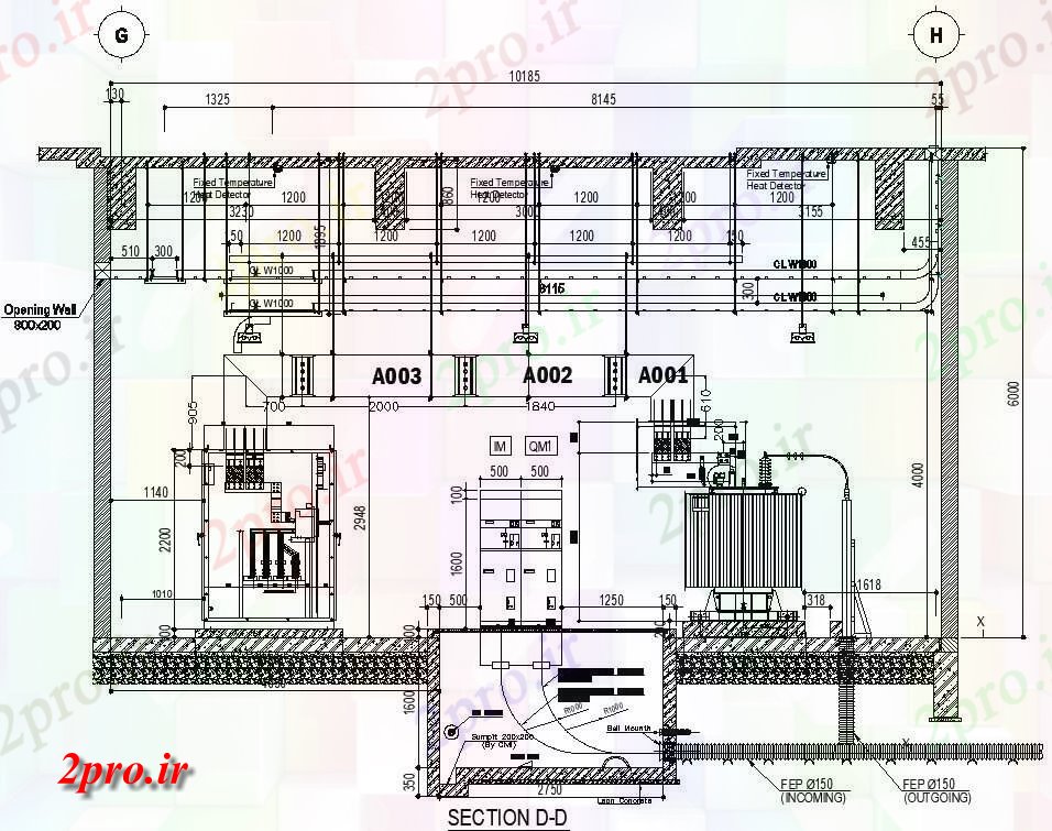 دانلود نقشه پلان مقطعی  اتوکد  رسم  از نما اتاق ترانسفورماتور و بخش  (کد159681)