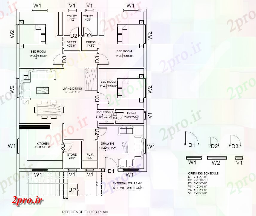 دانلود نقشه مسکونی ، ویلایی ، آپارتمان طرحی خانه نشیمن و PDF 10 در 14 متر (کد159701)