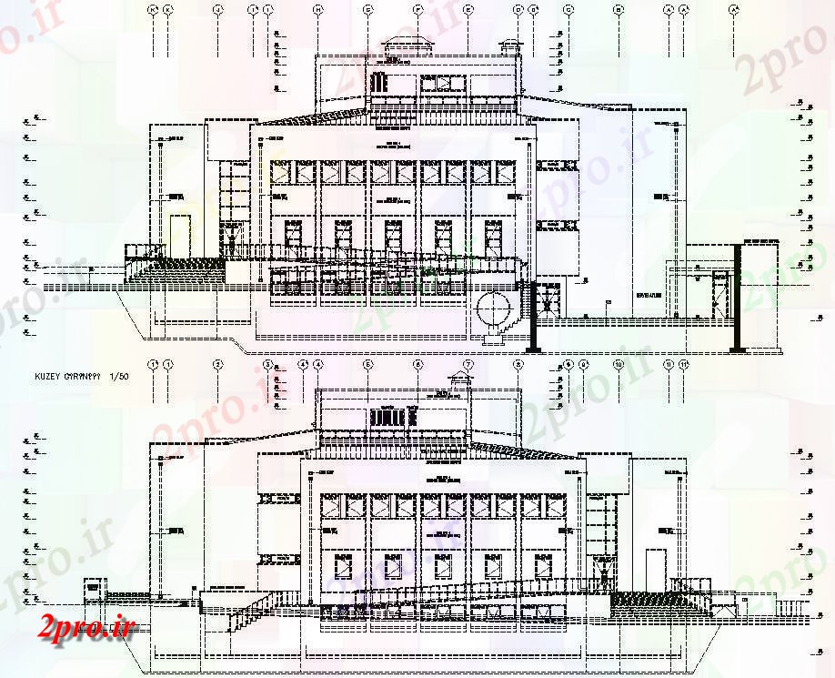 دانلود نقشه پلان مقطعی    نشیمن از G + 1Industrial بخش ساختمان طراحی       (کد159711)