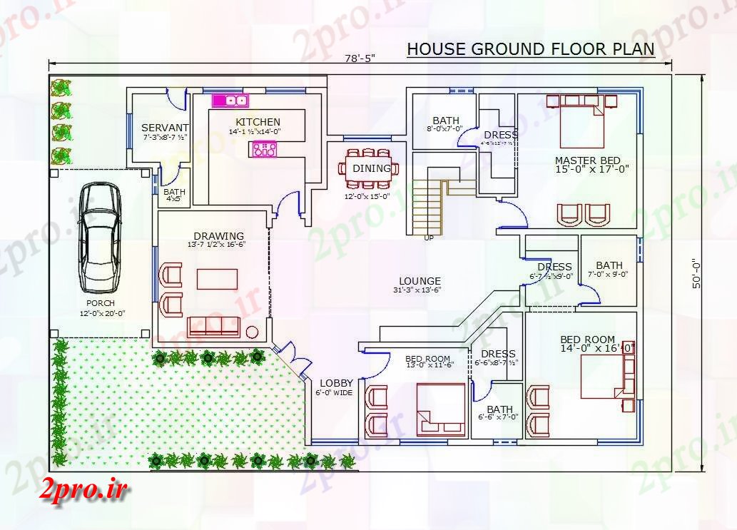 دانلود نقشه مسکونی ، ویلایی ، آپارتمان X 78 خانه طبقه همکف طرحی با مبلمان نشیمن 15 در 23 متر (کد159736)