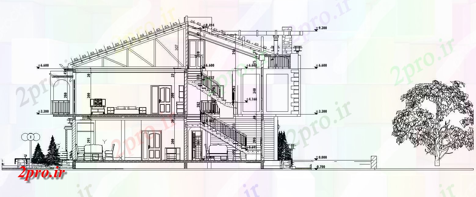 دانلود نقشه مسکونی  ، ویلایی ، آپارتمان  G + 1 مسکونی بخش طراحی ساختمان   نشیمن با راه پله های بیرونی،   (کد159742)