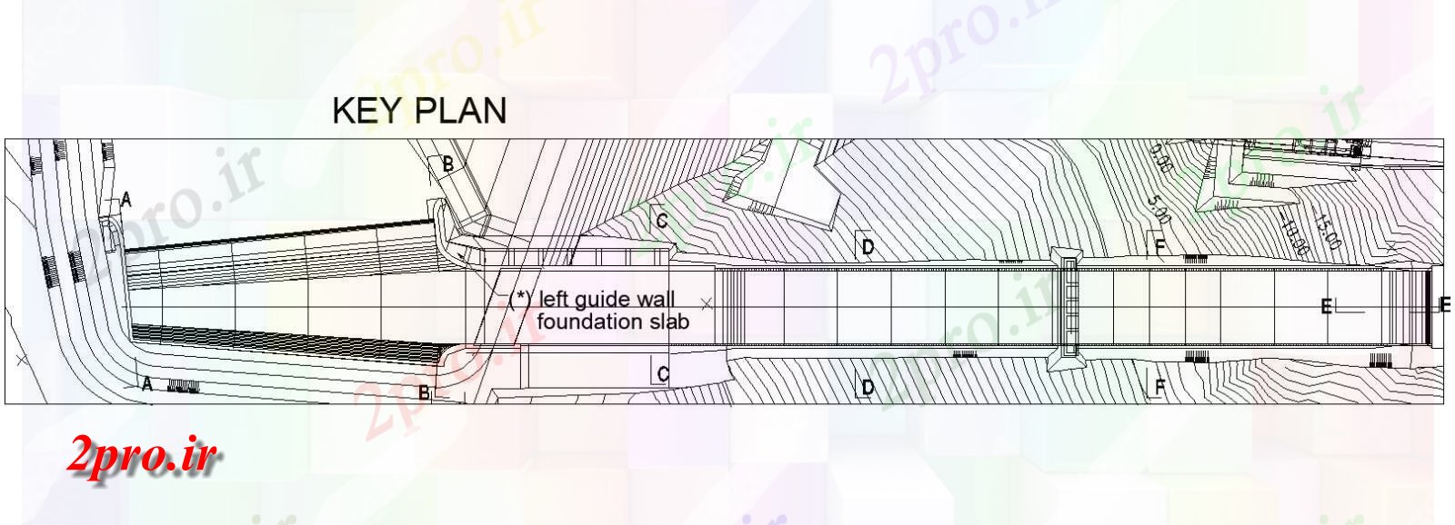 دانلود نقشه پلان مقطعی اتوکد  رسم  از برنامه های کلیدی راهنمای دیواره فونداسیون دال سمت چپ  دو بعدی   جزئیات (کد159744)