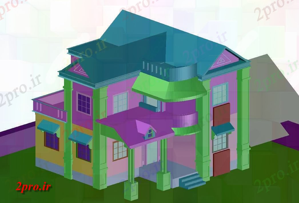 دانلود نقشه خانه های سه بعدی طبقهتریدی خانه های ویلایی طراحی (کد159746)