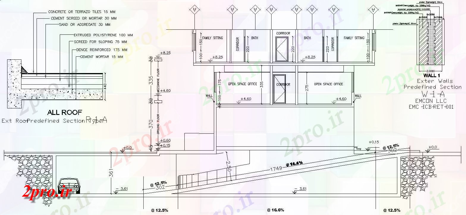 دانلود نقشه پلان مقطعی  طراحی از پیش تعریف  دال سقف  دو بعدی   design (کد159759)