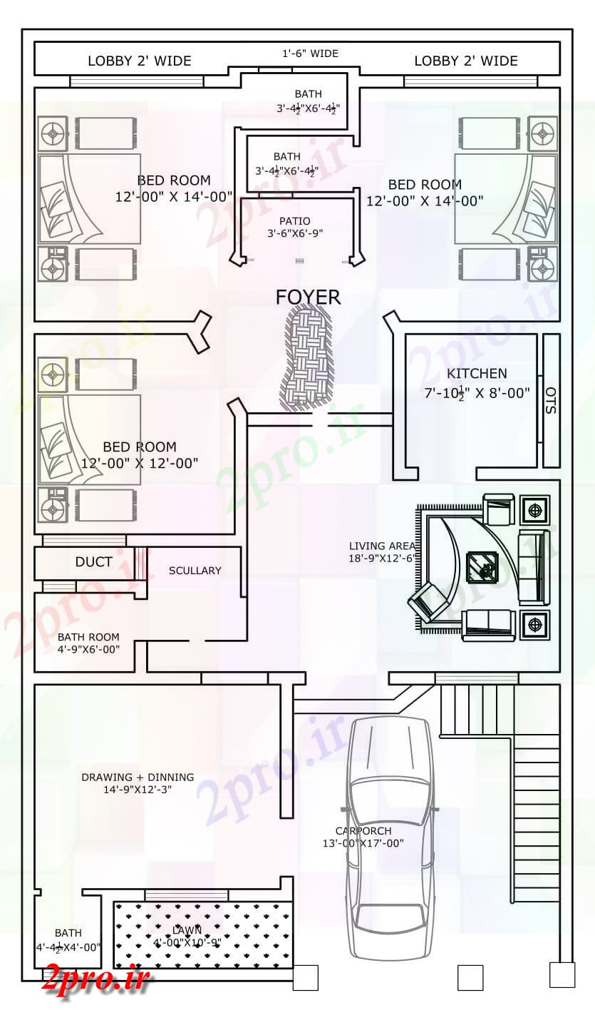 دانلود نقشه مسکونی ، ویلایی ، آپارتمان چیدمان خانه طرحی نشیمن 10 در 20 متر (کد159772)