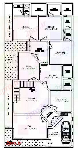 دانلود نقشه مسکونی ، ویلایی ، آپارتمان x75 '2 BHK خانه طرحی نشیمن 11 در 22 متر (کد159780)