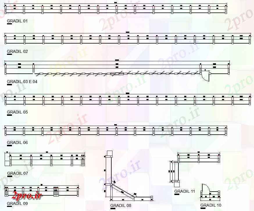 دانلود نقشه پلان مقطعی   فاده از بخش gradil  را اتوکد دو بعدی   جزئیات (کد159784)