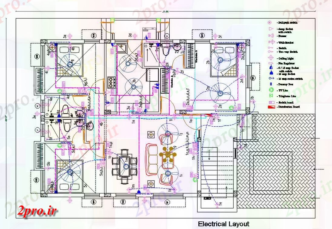 دانلود نقشه مسکونی ، ویلایی ، آپارتمان BHK خانه طرحی با برق با مبلمان چیدمان نشیمن (2400 فوت مربع) 12 در 18 متر (کد159830)